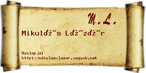 Mikulás Lázár névjegykártya